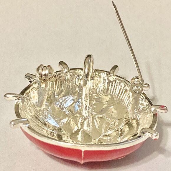 Red Ladybug Pendant Necklace Pin Brooch Enamel 22" Black Cord Insect Bug Big - Picture 9 of 12